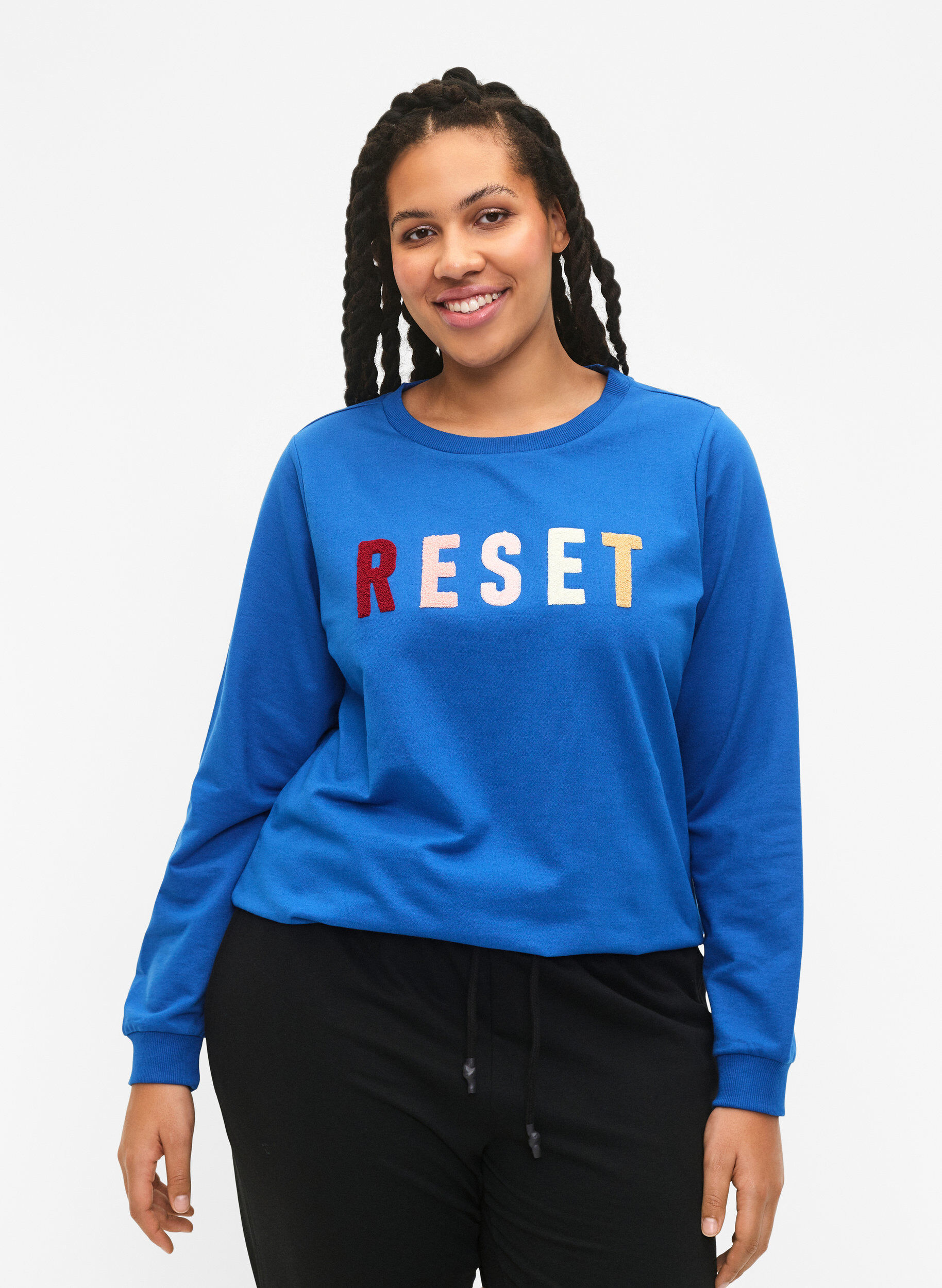 Zizzi Sweatshirt met tekst, Victoria b. W. Reset, Model image number 0