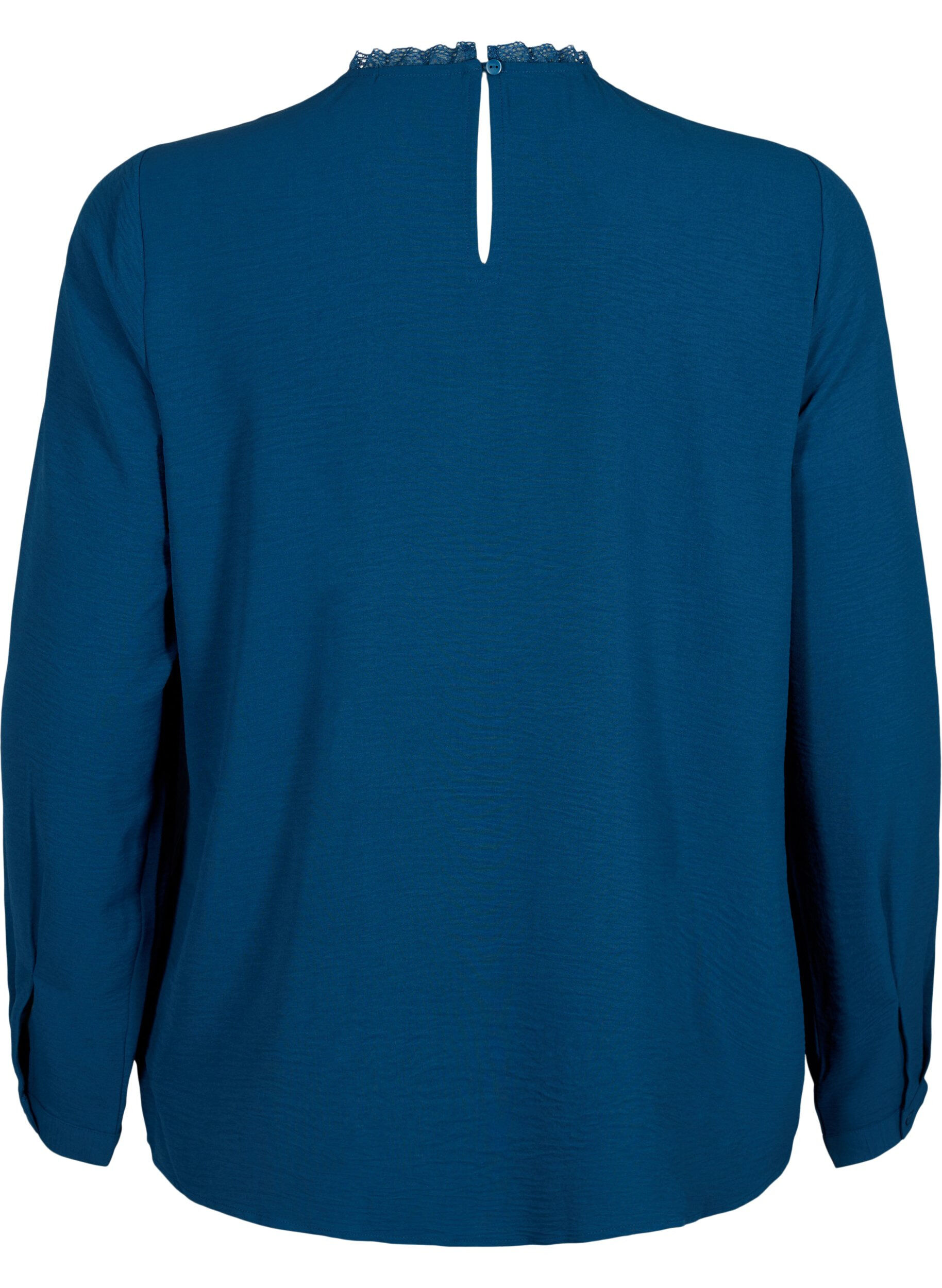 Zizzi Blouse met lange mouwen en kanten detail, Titan, Packshot image number 1
