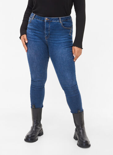 Super slanke Amy jeans met hoge taille, Blue denim, Model image number 2