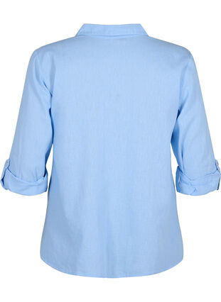 Overhemdblouse van katoen-linnenmix met knoopsluiting, Serenity, Packshot image number 1