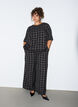 Blouse met ruitjes, kanten afwerking en ellebooglange mouwen, Zwart, Model image number 1