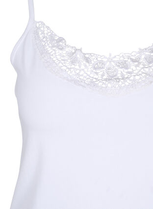 Pyjama top met kanten rand in katoen, Bright White, Packshot image number 2