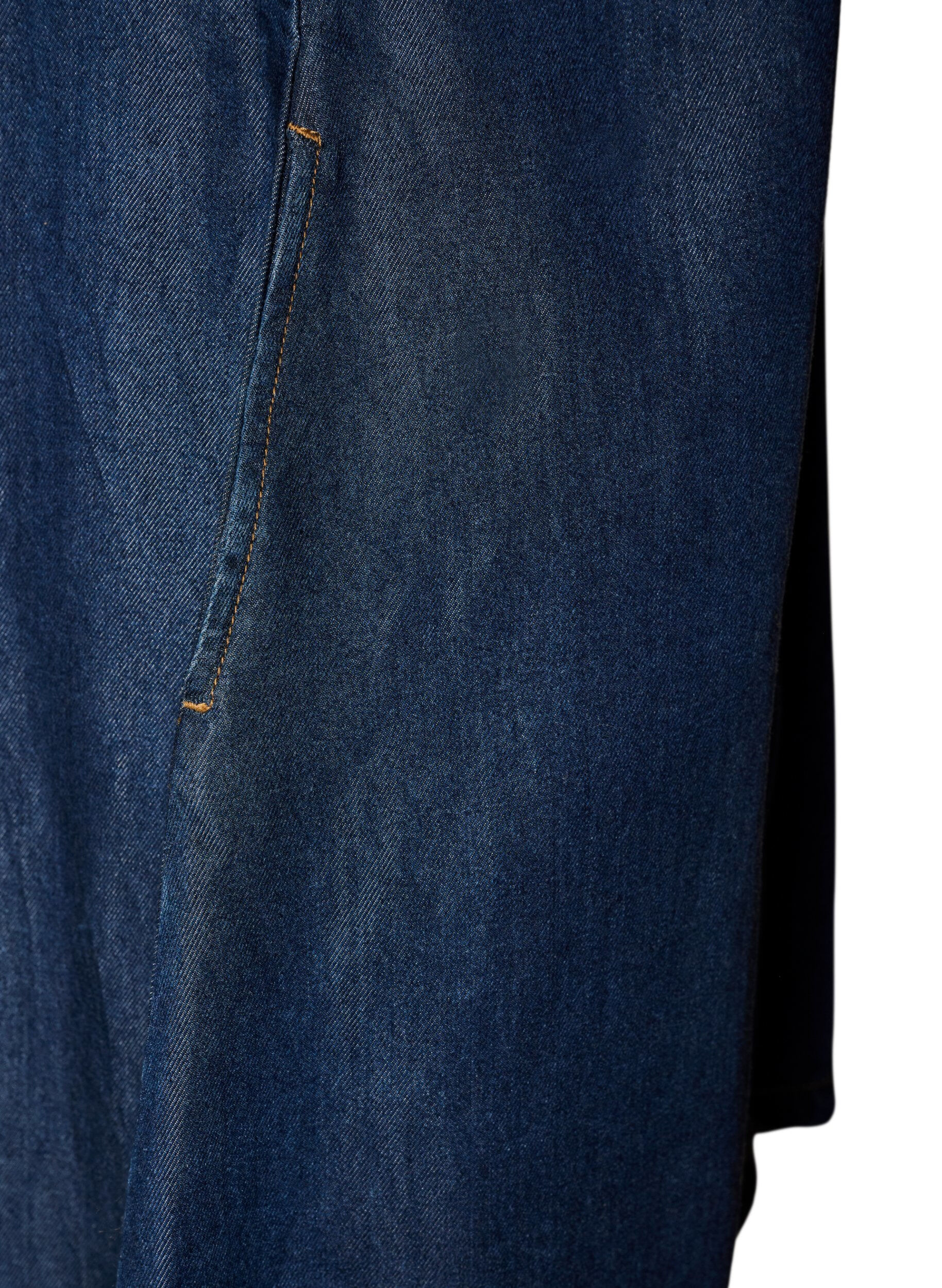 ZizziDenim jurk van lyocell met knopen en korte mouwen, Blauw, Packshot image number 3