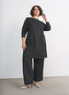 Straight-fit boucl&eacute; broek, Zwart, Model image number 0