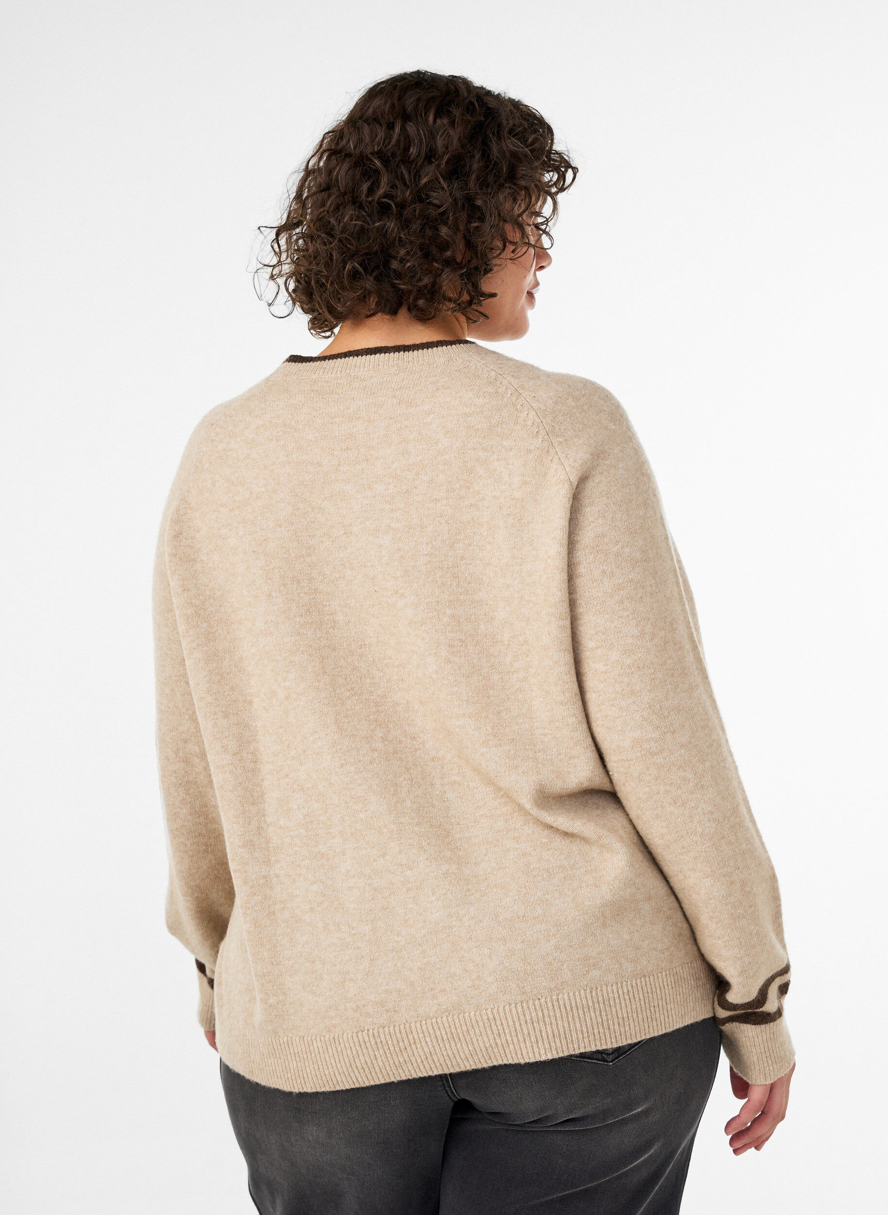 ZizziTrui met logo en contrasterende strepen, Beige, Model image number 2