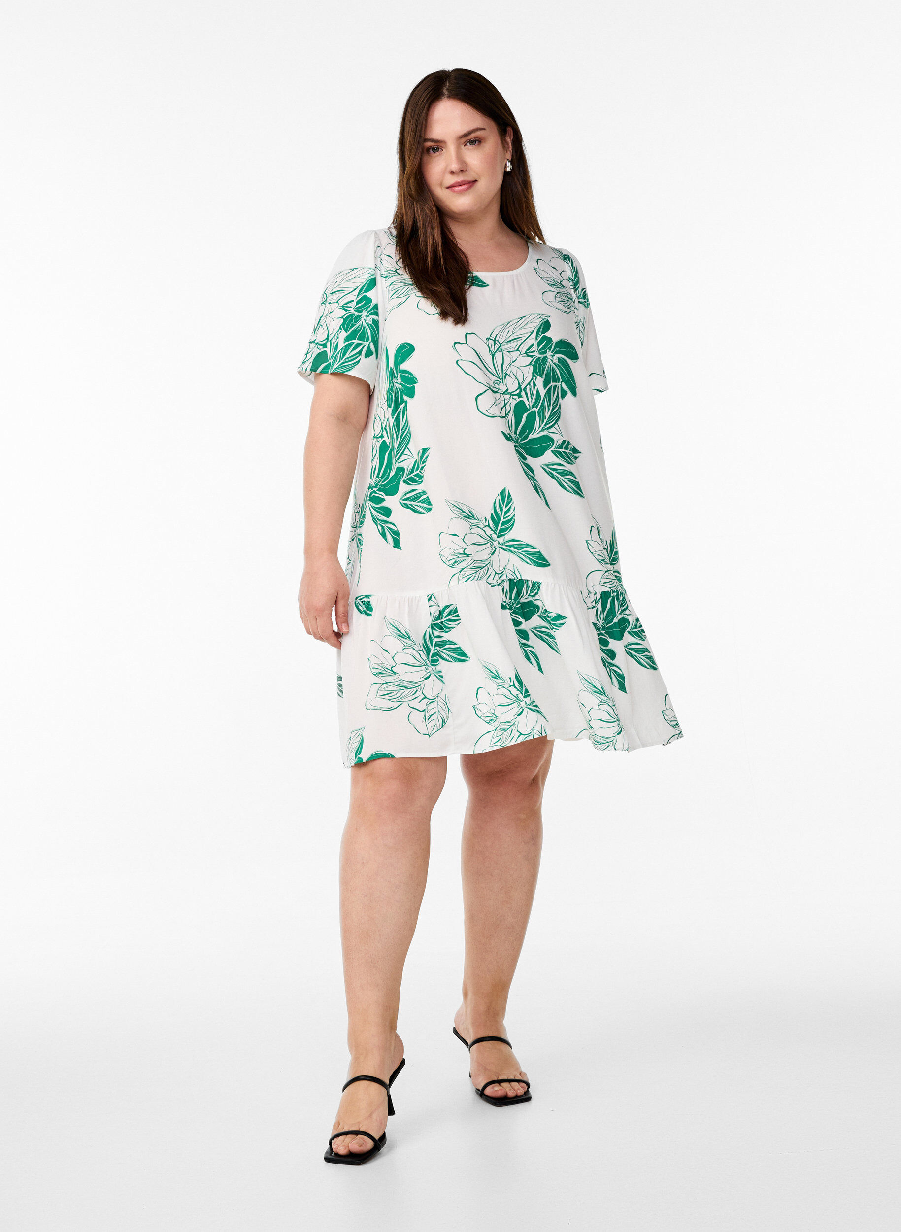 Zizzi FLASH - Jurk van viscose met coupenaad, Groen, Model image number 1