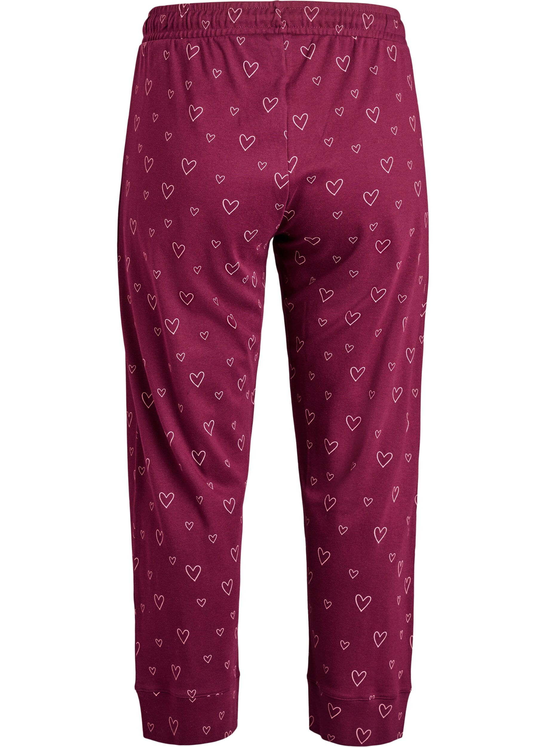 Zizzi Katoenen pyjamabroek met hoge taille, Donker Bordeaux, Packshot image number 1