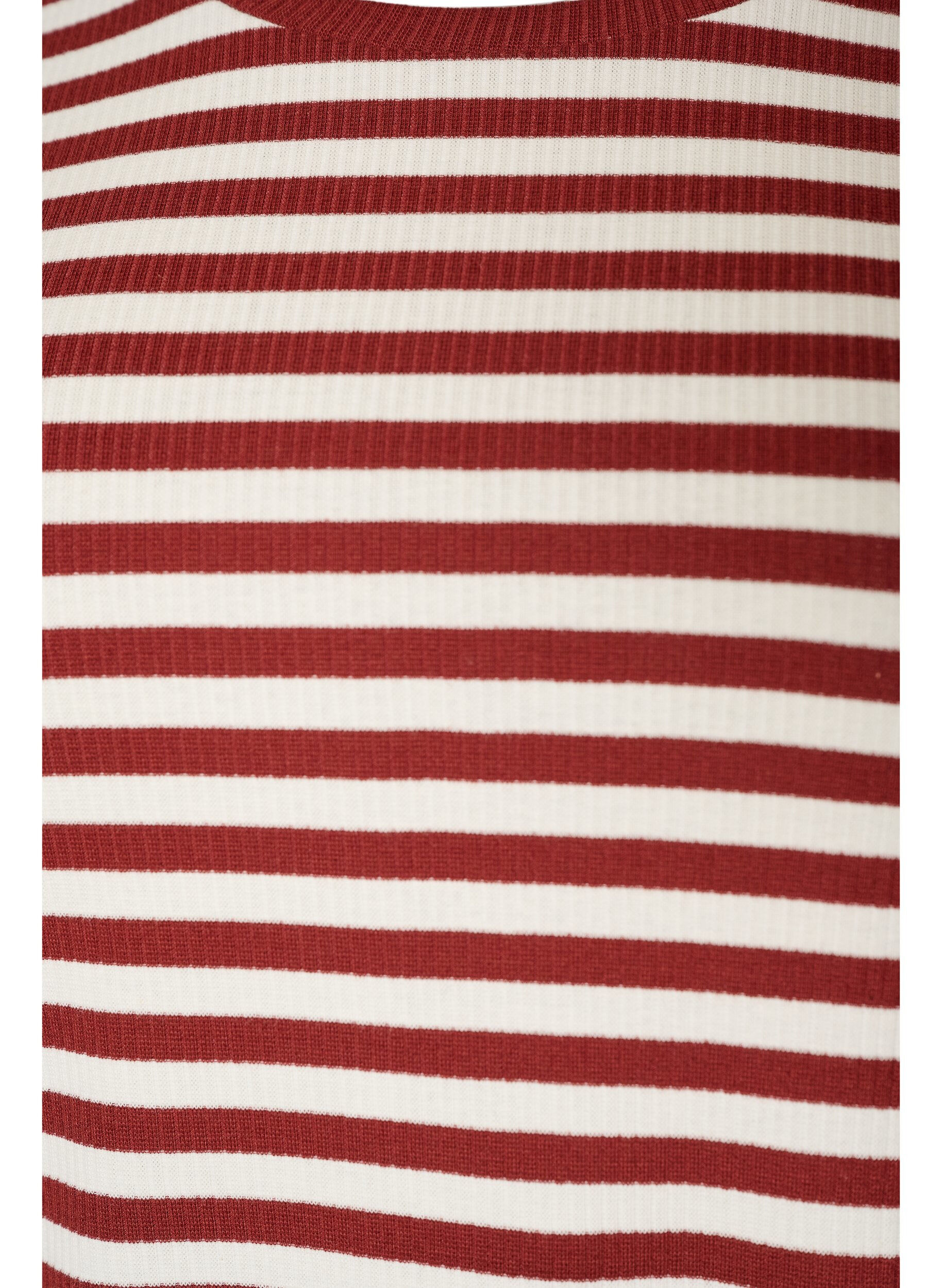ZizziGestreept T-shirt met geribbelde textuur, Rood, Packshot image number 2