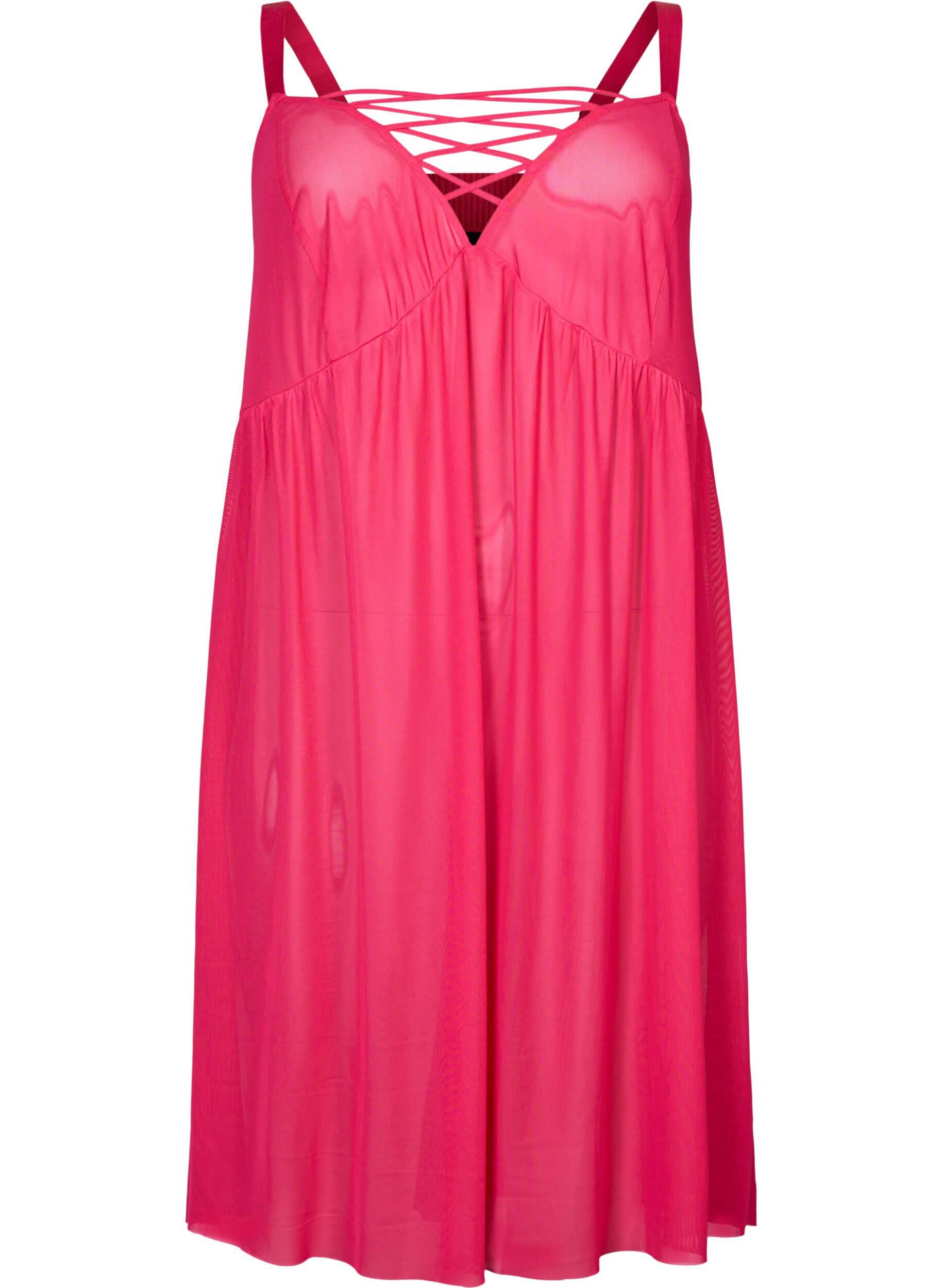 Zizzi Mesh nachthemd met koordje, Jazzy, Packshot image number 0