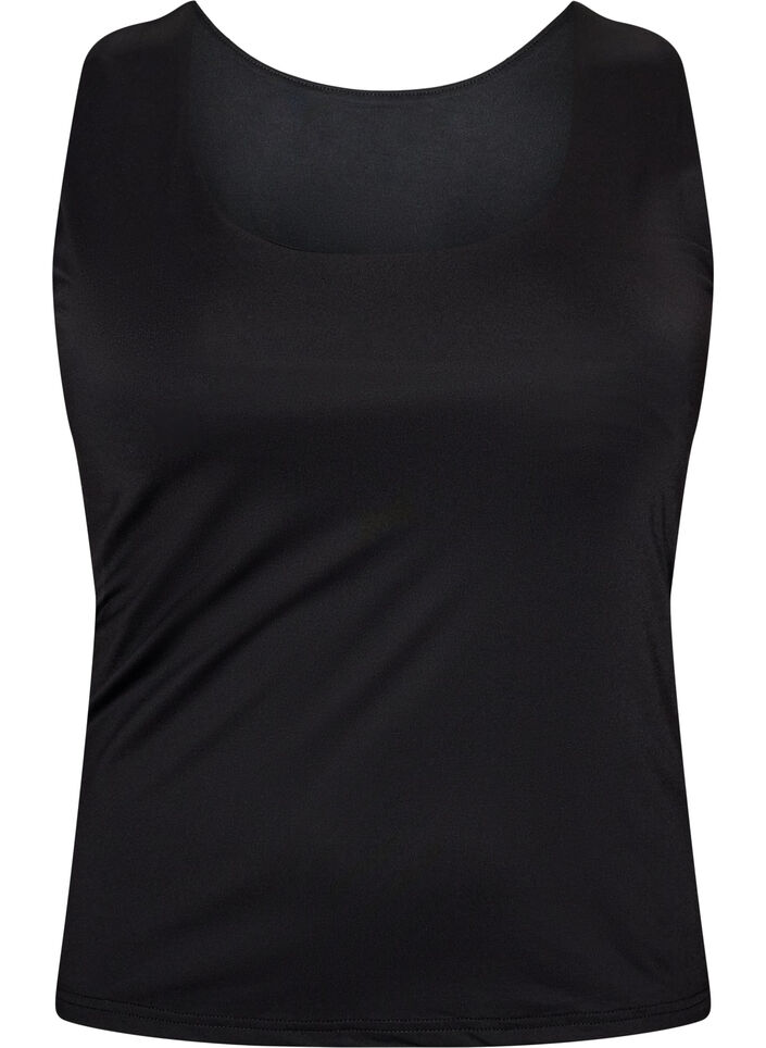 Nauwsluitende basic top van een gladde stof, Zwart, Packshot image number 0