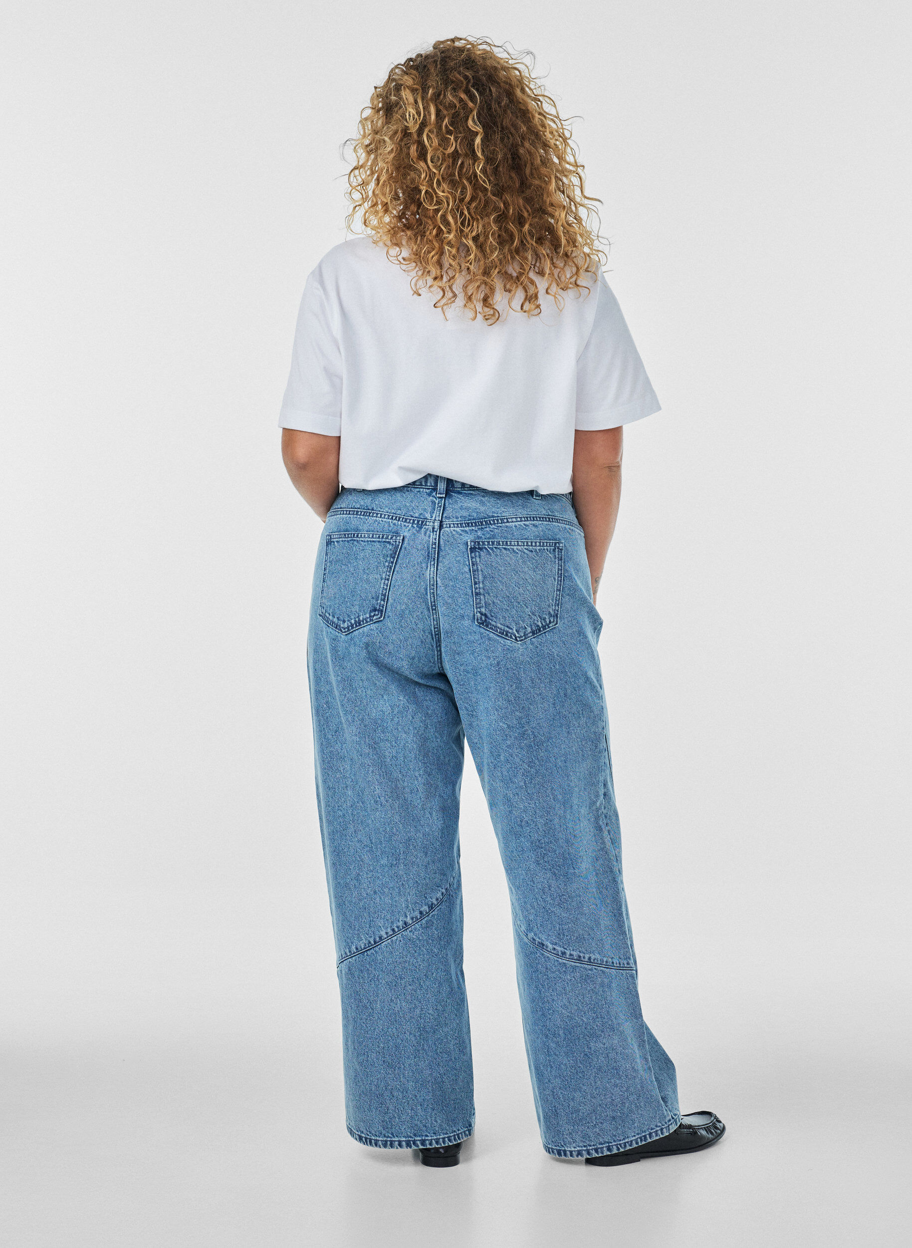 ZizziWide fit jeans met naaddetails, Blauw, Model image number 1