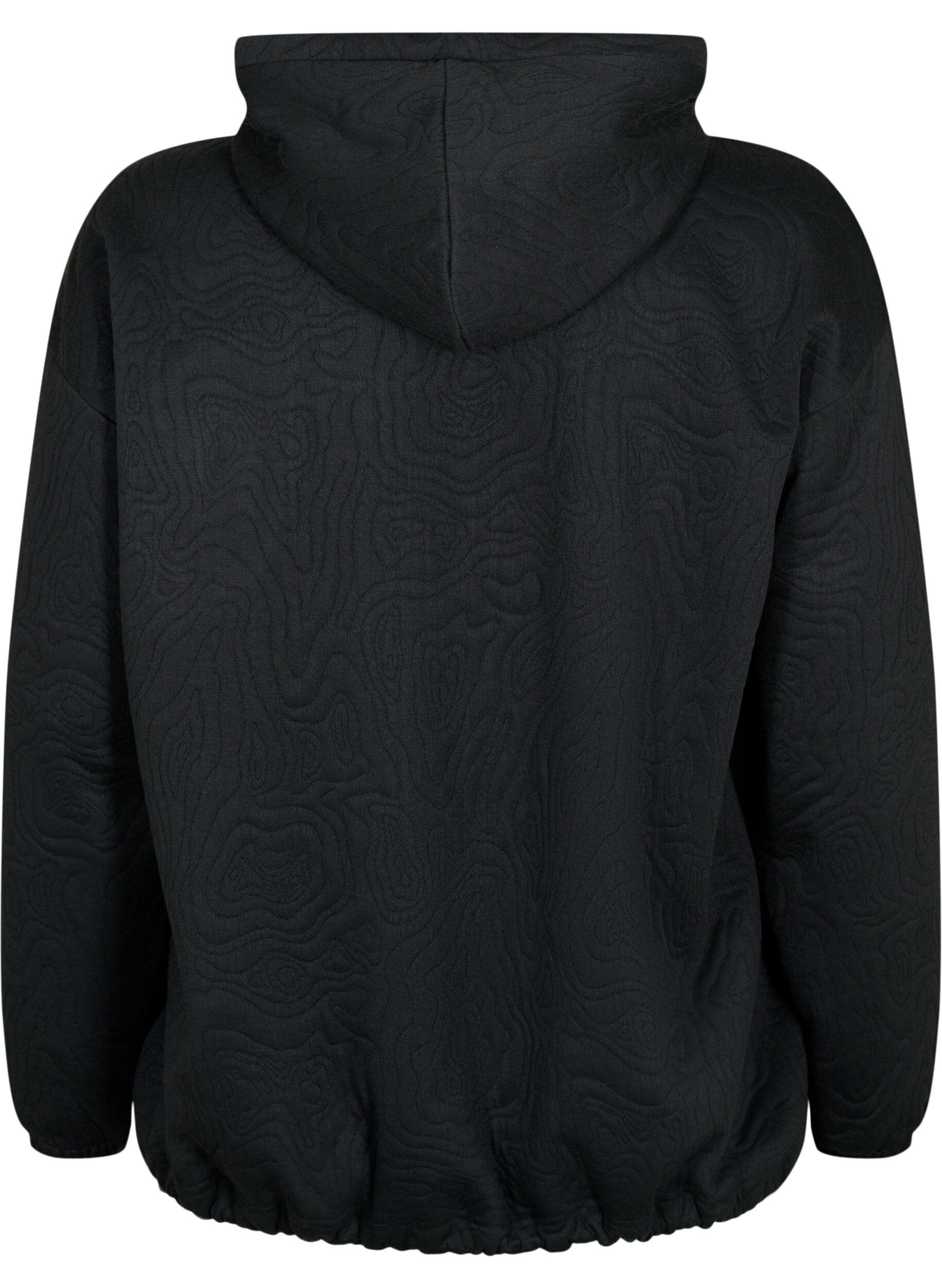 Zizzi Sportief sweatshirt met capuchon, Black, Packshot image number 1