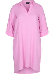 Gestreepte jurk gemaakt van katoen en linnen, Begonia Pink