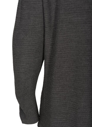 Gebreide geribbelde sweater met ronde hals , Dark Grey Melange, Packshot image number 3
