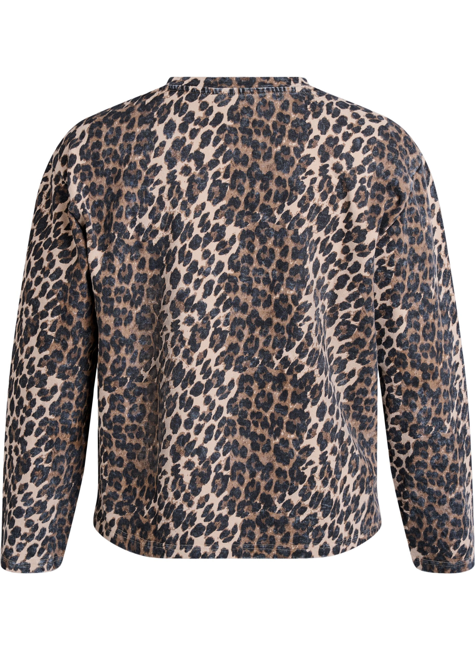 Zizzi Gewassen sweatshirt met luipaardprint, Bruin, Packshot image number 1