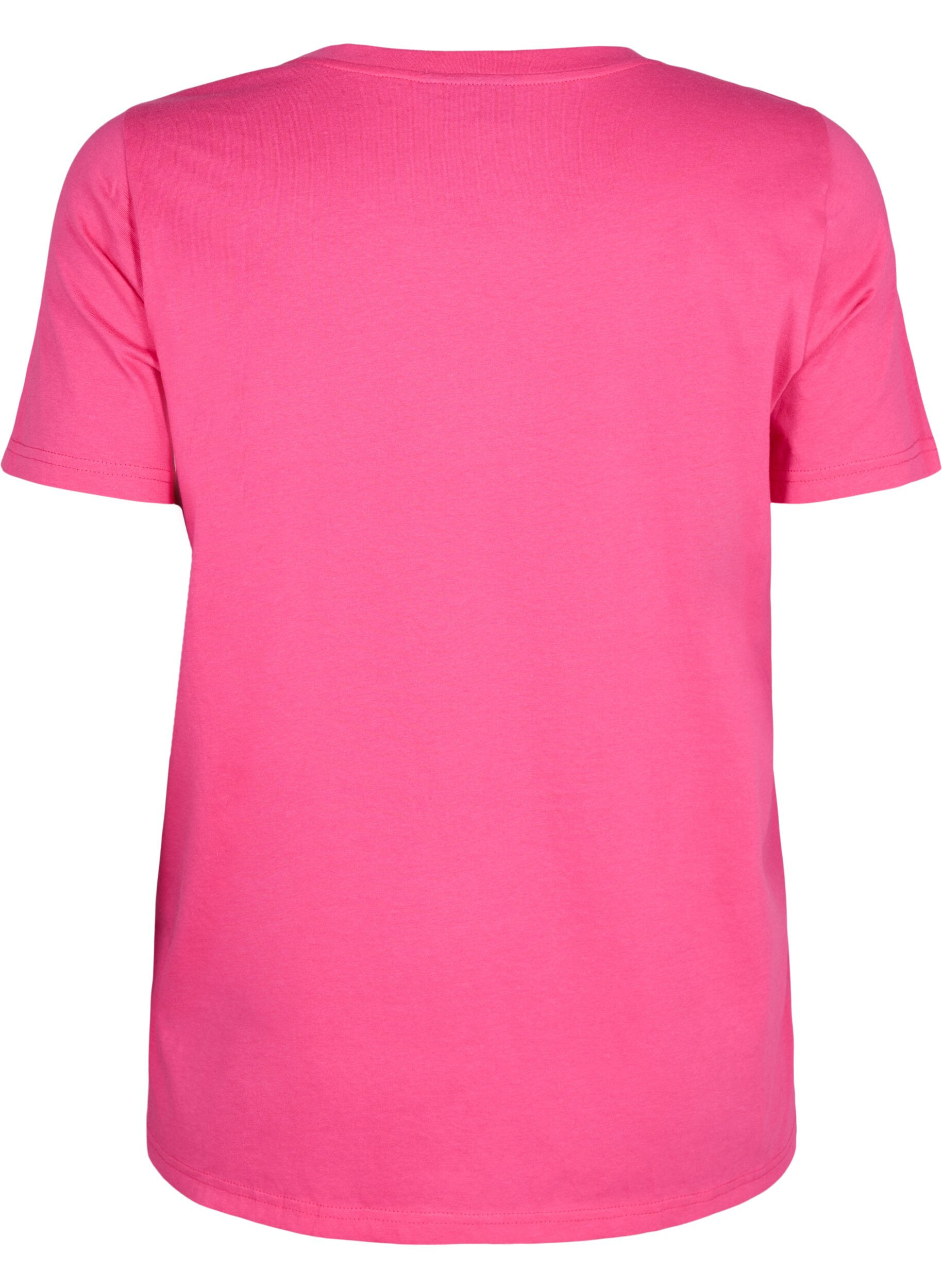 Zizzi Katoenen T-shirt met goudkleurige tekst, R.Sorbet w.Gold Love, Packshot image number 1