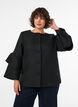 Boucl&eacute; jasje met ruchesdetails, Zwart, Model image number 0