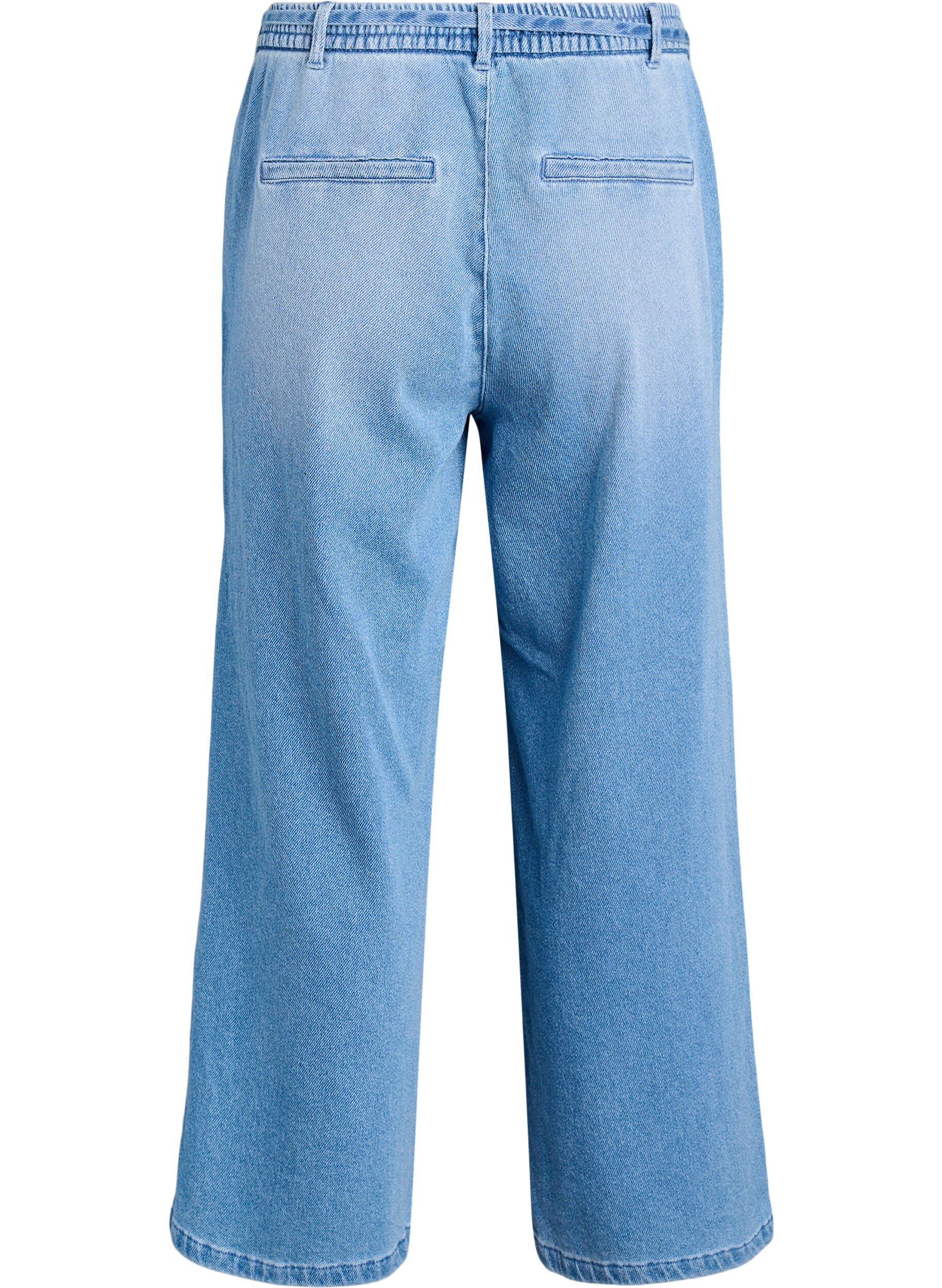 Zizzi Losse pasvorm jeans met een elastische tailleband en een trekkoord, Blauw, Packshot image number 1