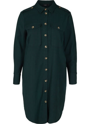 Lange geruite blouse jas in katoen, Ponderosa Pine, Packshot image number 0