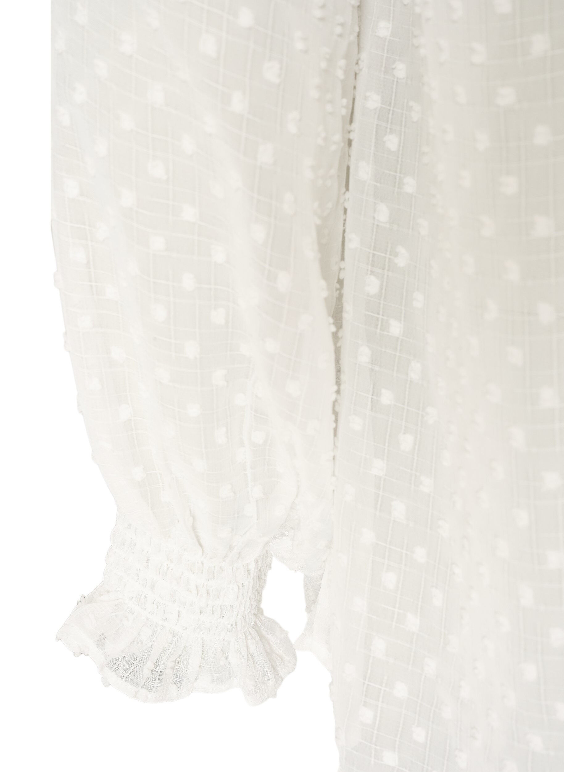 ZizziOverhemdblouse met kanten inzet en stippenpatroon, Vanille, Packshot image number 3