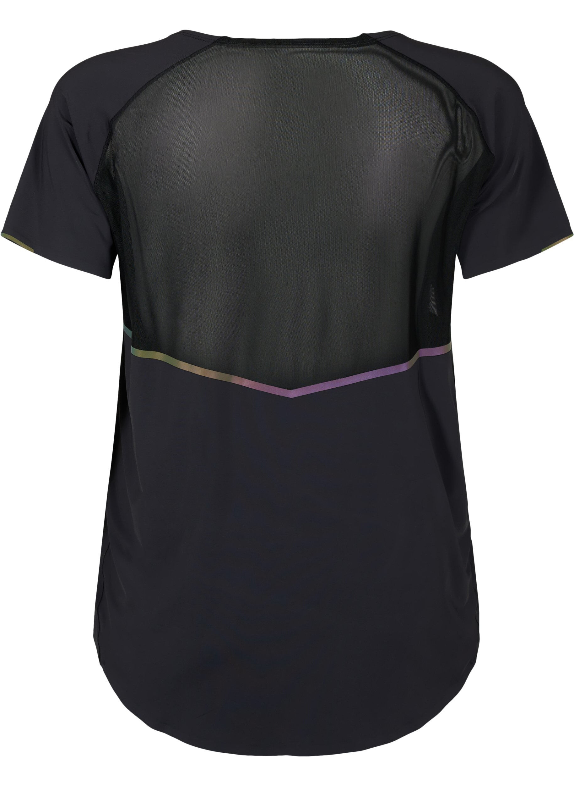 Zizzi Trainings-T-shirt met mesh en reflecterende details, Black, Packshot image number 1
