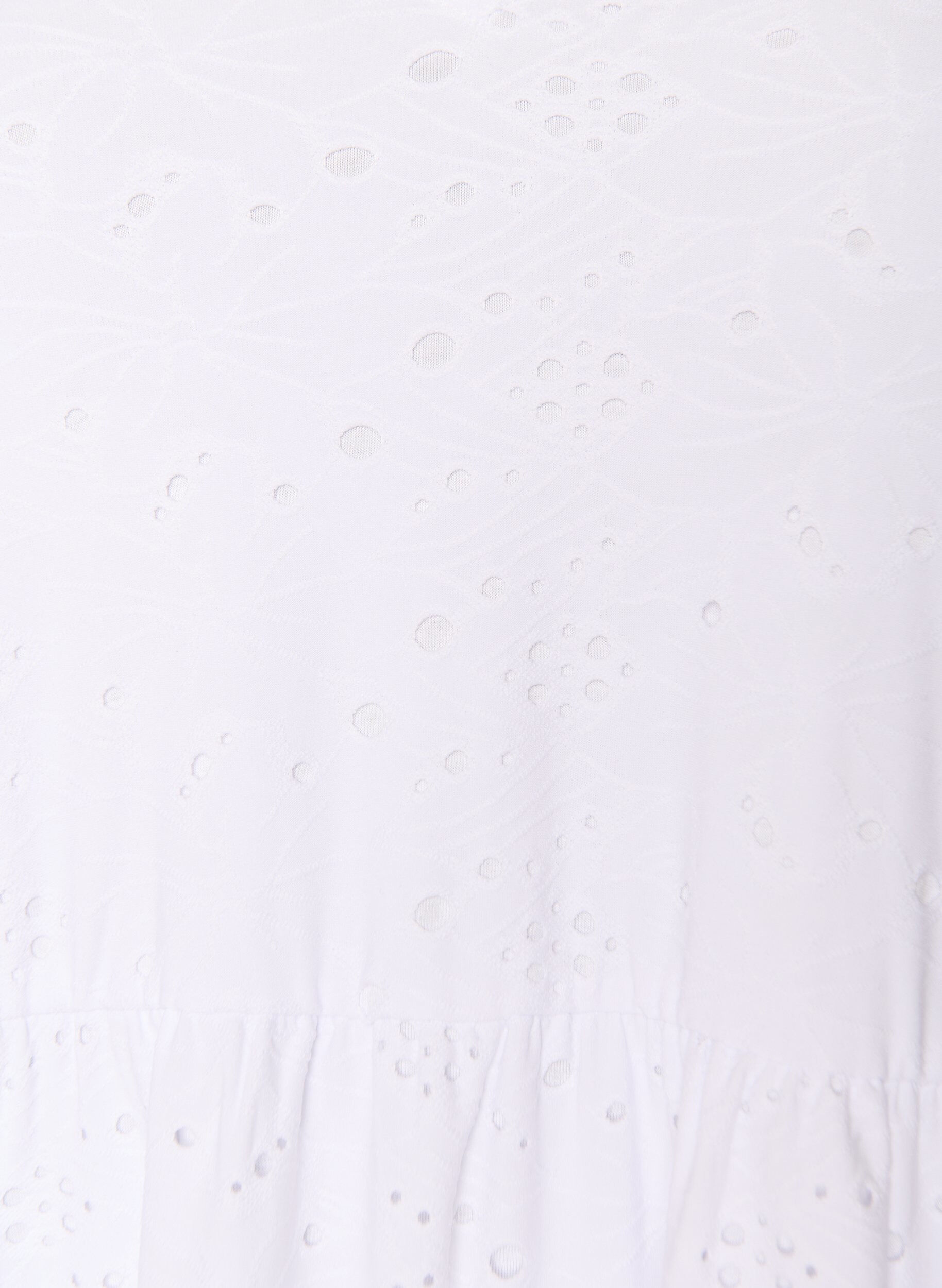 Zizzi Broderie anglaise jurk met een V-hals en mouwen 1/2 lengte, Wit, Packshot image number 2