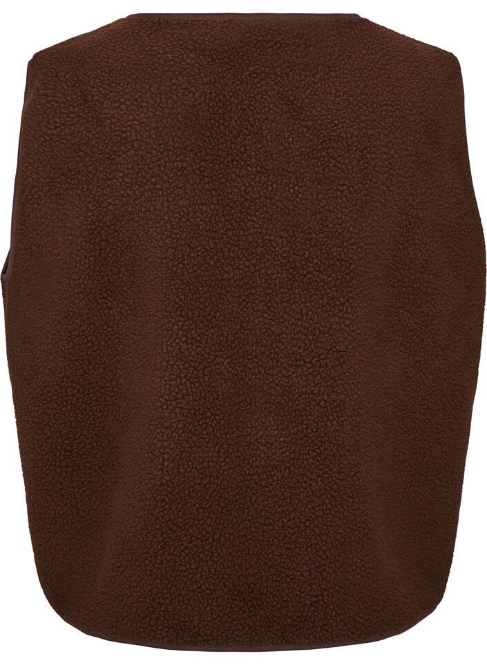 Teddy gilet met knopen en zakken, Bruin, Packshot image number 1