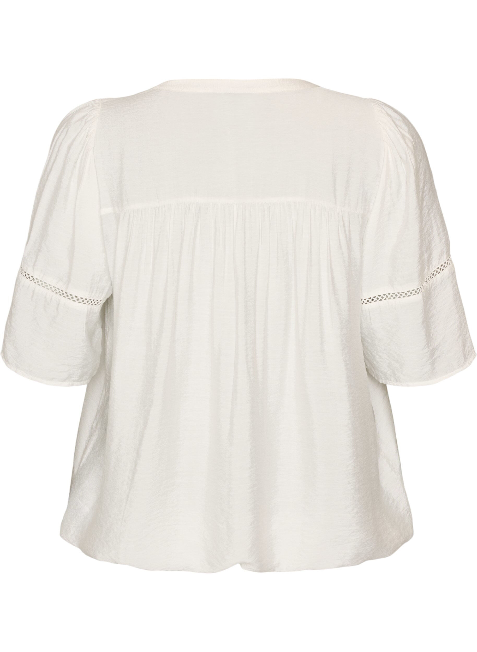 ZizziViscose blouse met plooien en balloneffect, Vanille, Packshot image number 1