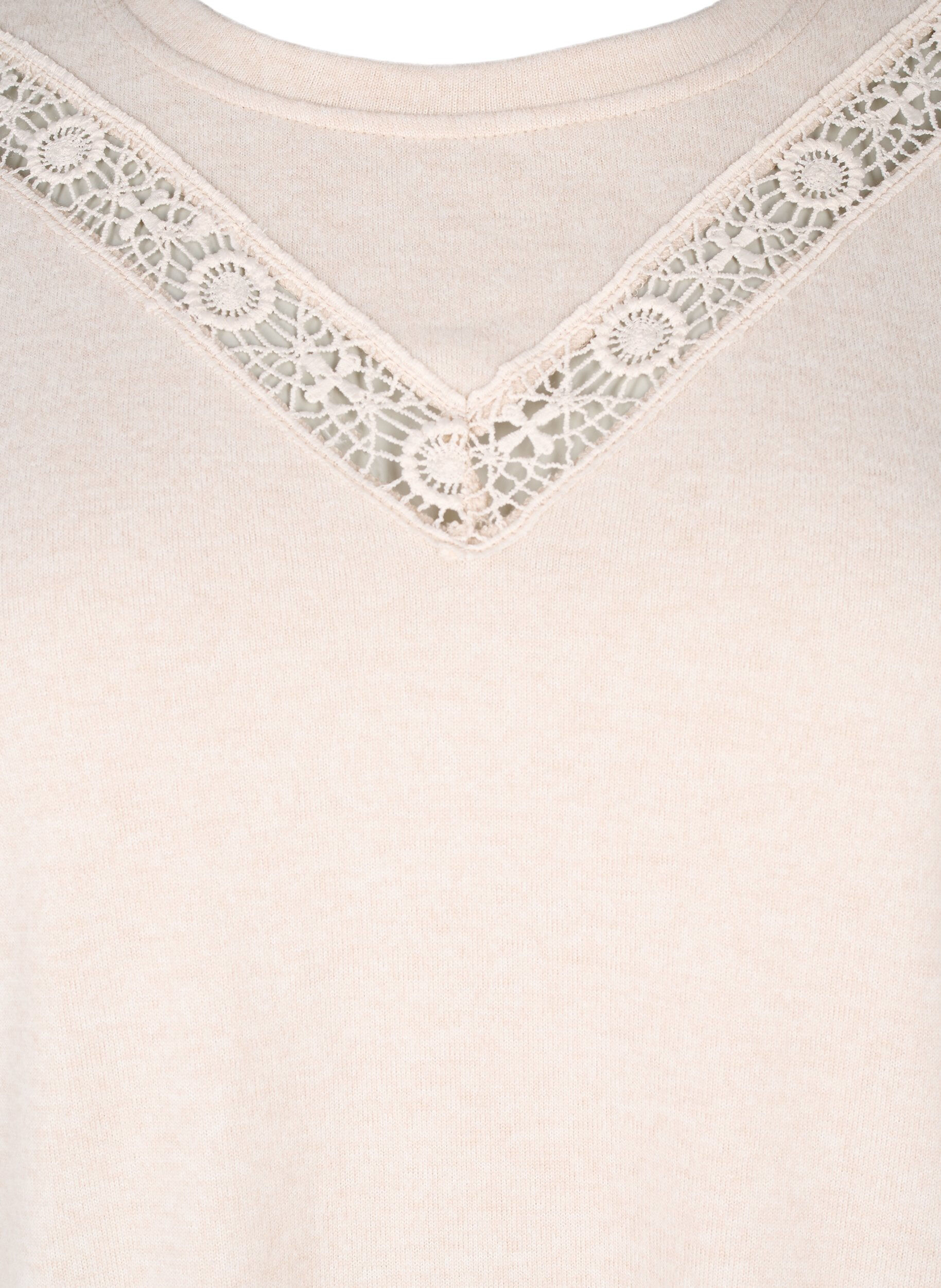 Zizzi Blouse met geborduurde details en lange mouwen, Beige, Packshot image number 2