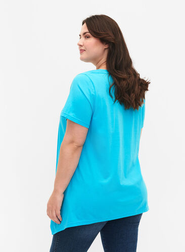 Katoenen t-shirt met korte mouwen, Blue Atoll Sunshine, Model image number 1