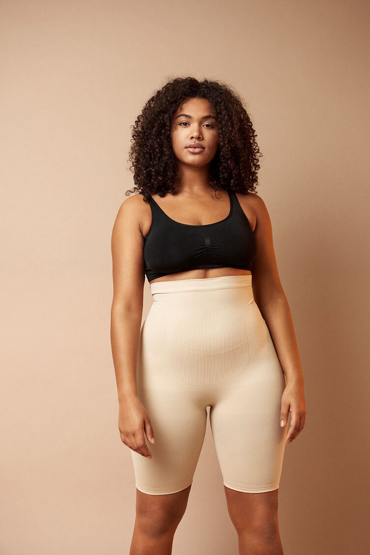 Shapewear shorts met hoge taille, Beige, Image