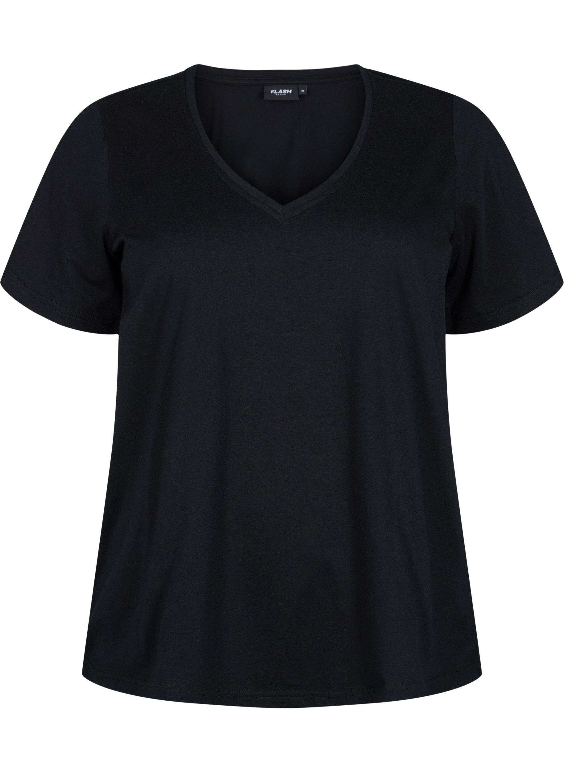 Zizzi 	 FLASH - 2-pack v-hals t-shirts, Black/Black, Packshot image number 2