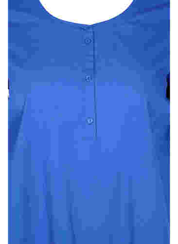 Katoenen tuniek met korte mouwen en a-lijn, Dazzling Blue, Packshot image number 2