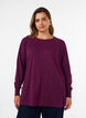 Gebreide top met ronde hals en ingebreid patroon, Rood, Model image number 0