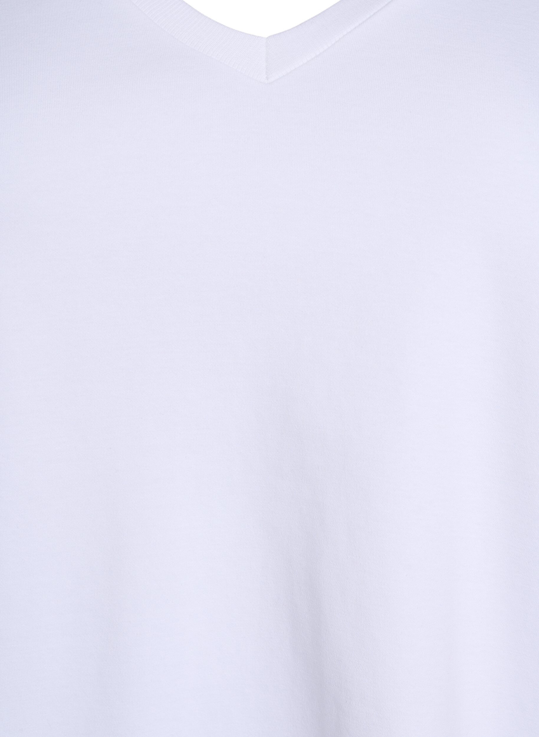 Zizzi Basic V-hals T-shirt in biologisch katoen, Wit, Packshot image number 2