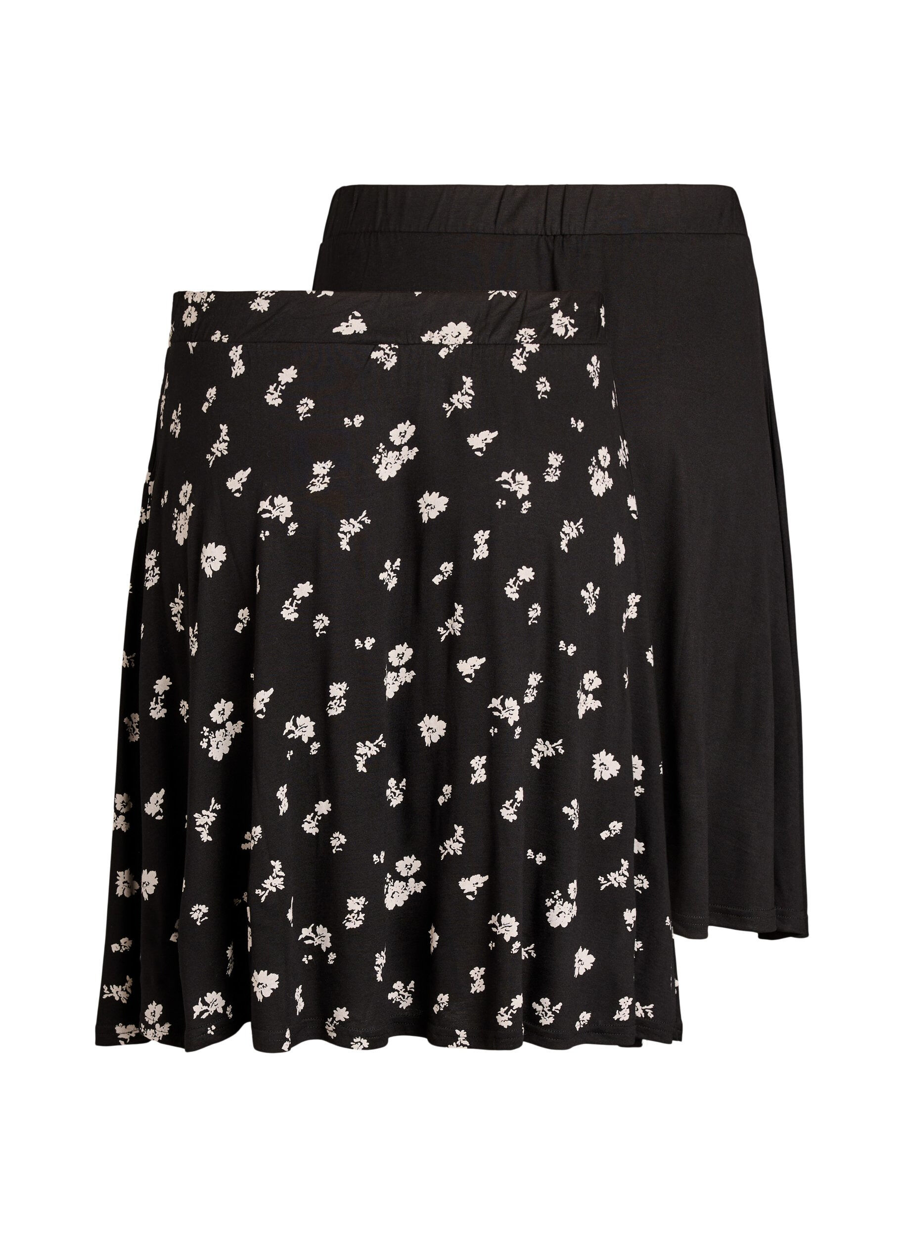 Zizzi2-pack skaterrokken in viscose, Zwart, Packshot image number 1