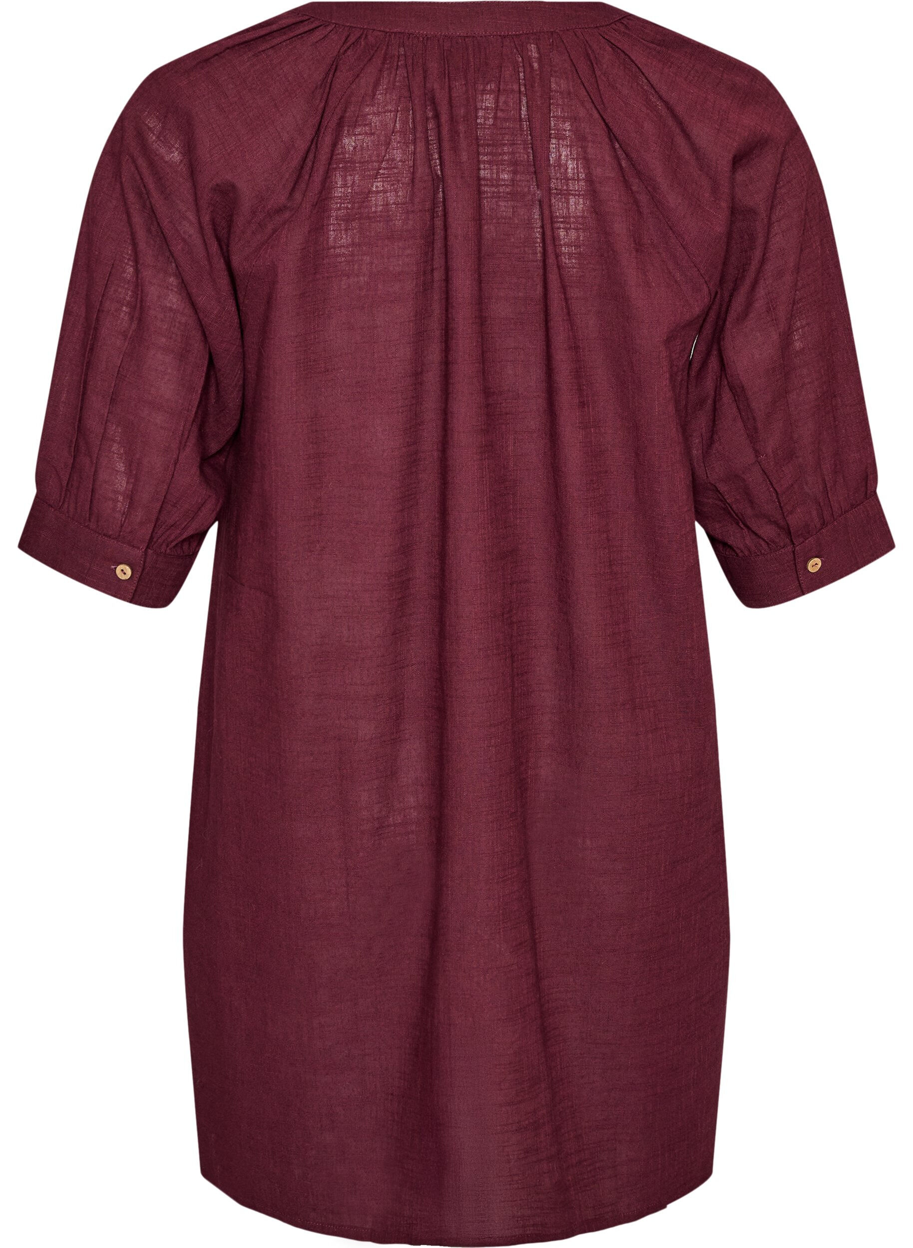 ZizziKatoenen tuniek met V-hals, Rood, Packshot image number 1
