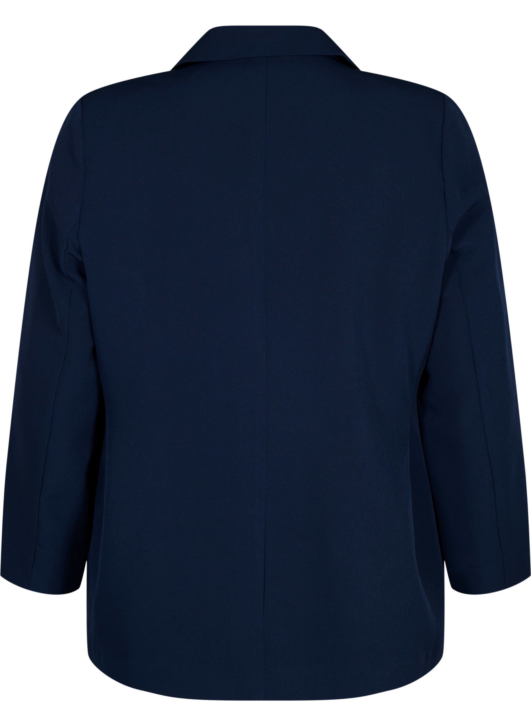 Zizzi Klassieke blazer met knoopsluiting, Navy Blazer, Packshot image number 1