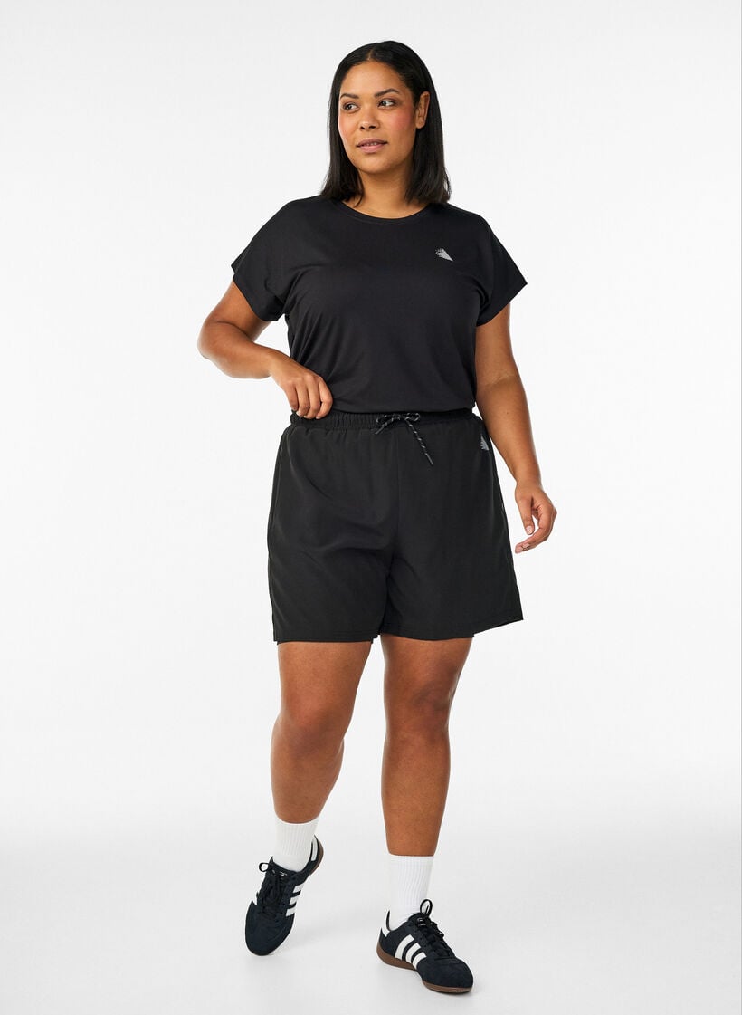 Trainingshort met binnenbroek en telefoonzakje, Zwart, Model