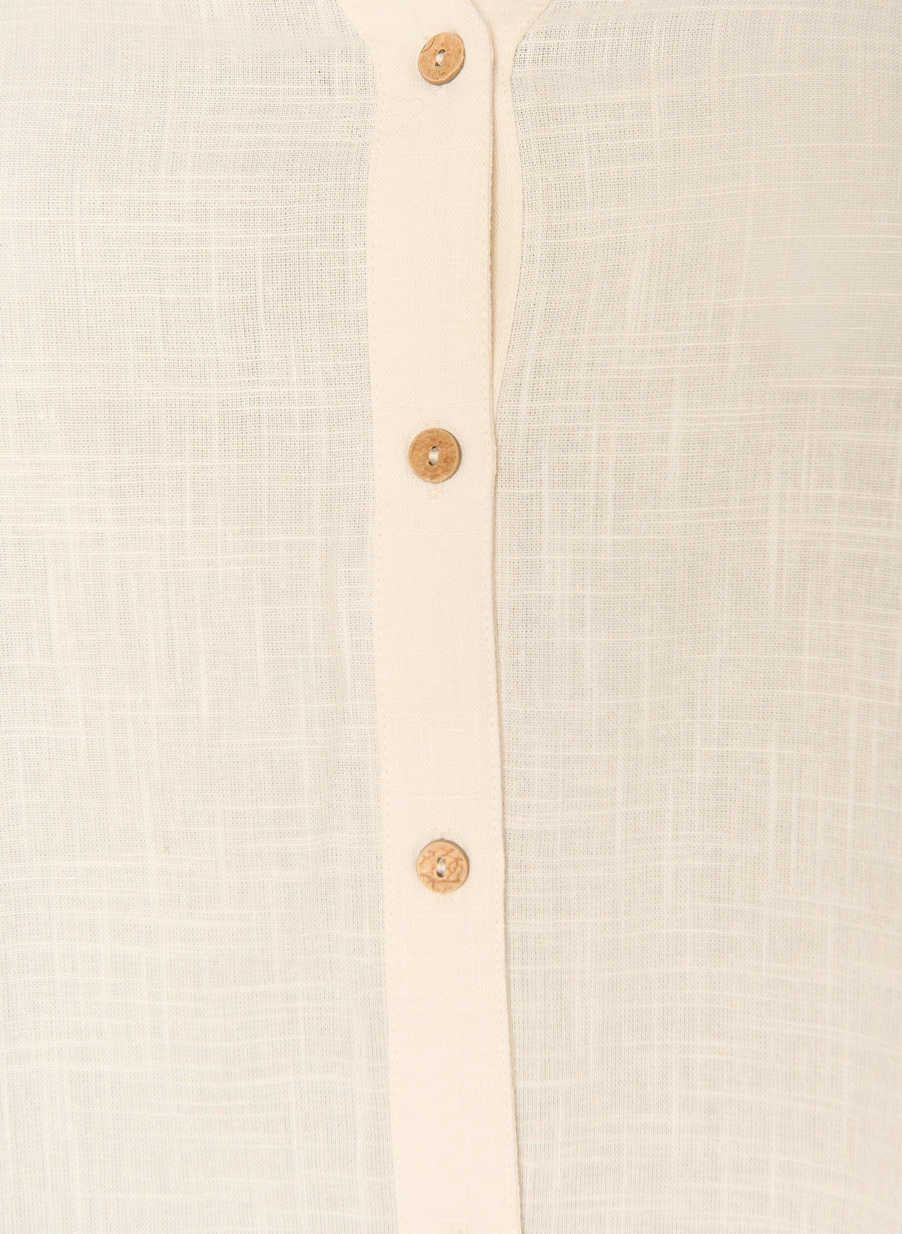 ZizziKatoenen blouse met een V-hals, Vanille, Packshot image number 2