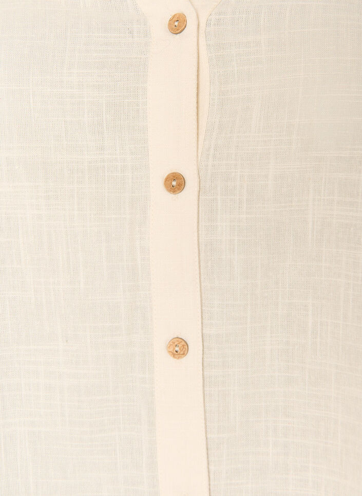 Katoenen blouse met een V-hals, Vanille, Packshot image number 2