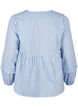 Gestreepte blouse met open voorkant en geborduurde details, Blauw, Packshot image number 1