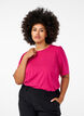 T-shirt met glitter en korte puffmouwen, Roze, Model image number 0