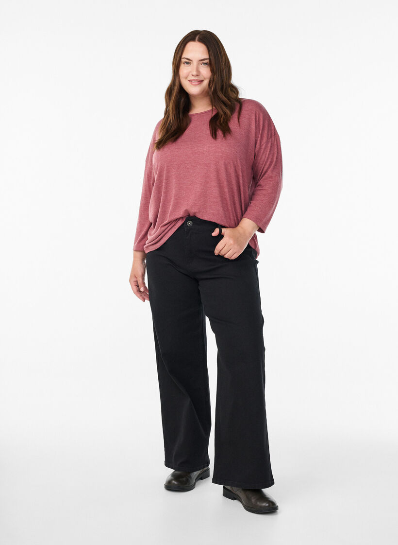 Jersey blouse met 3/4 mouwen, Rood, Model image number 1