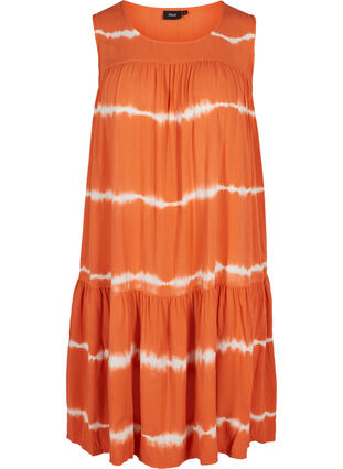 Viscose midi-jurk met print, Orange Batik, Packshot image number 0
