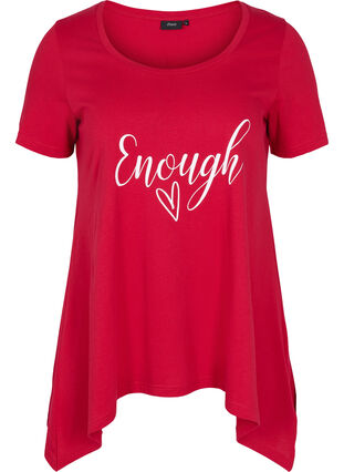 Katoenen t-shirt met korte mouwen en a-lijn, Tango Red ENOUGH, Packshot image number 0