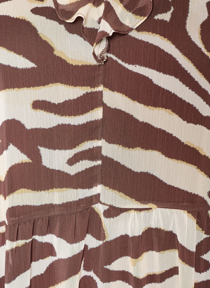 Chiffon blouse met zebraprint en ruches, Bruin, Packshot image number 2