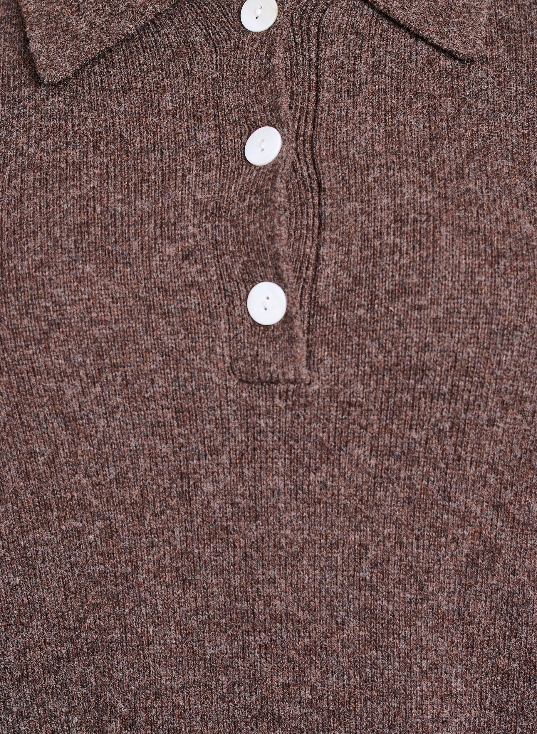 Zizzi Gebreide blouse in een zachte merinoblend met polokraag, Bruin, Packshot image number 2