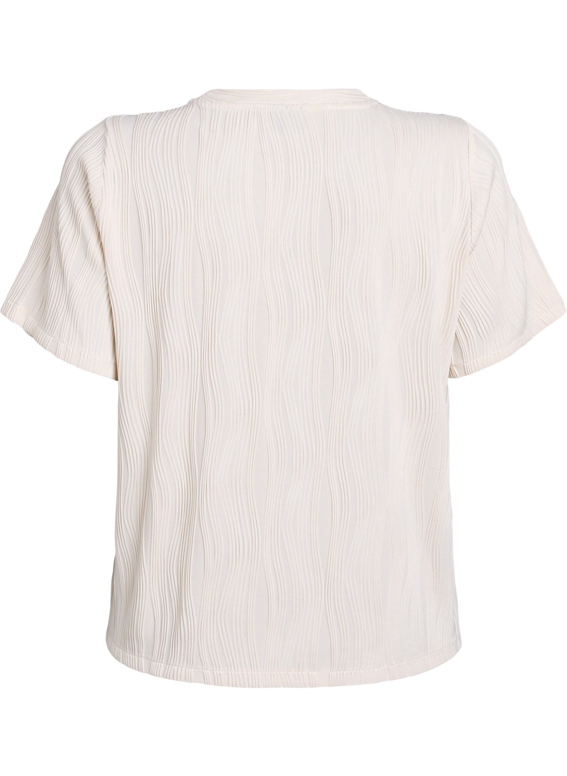 Zizzi Blouse met korte mouwen en een golvende textuur, Beige, Packshot image number 1