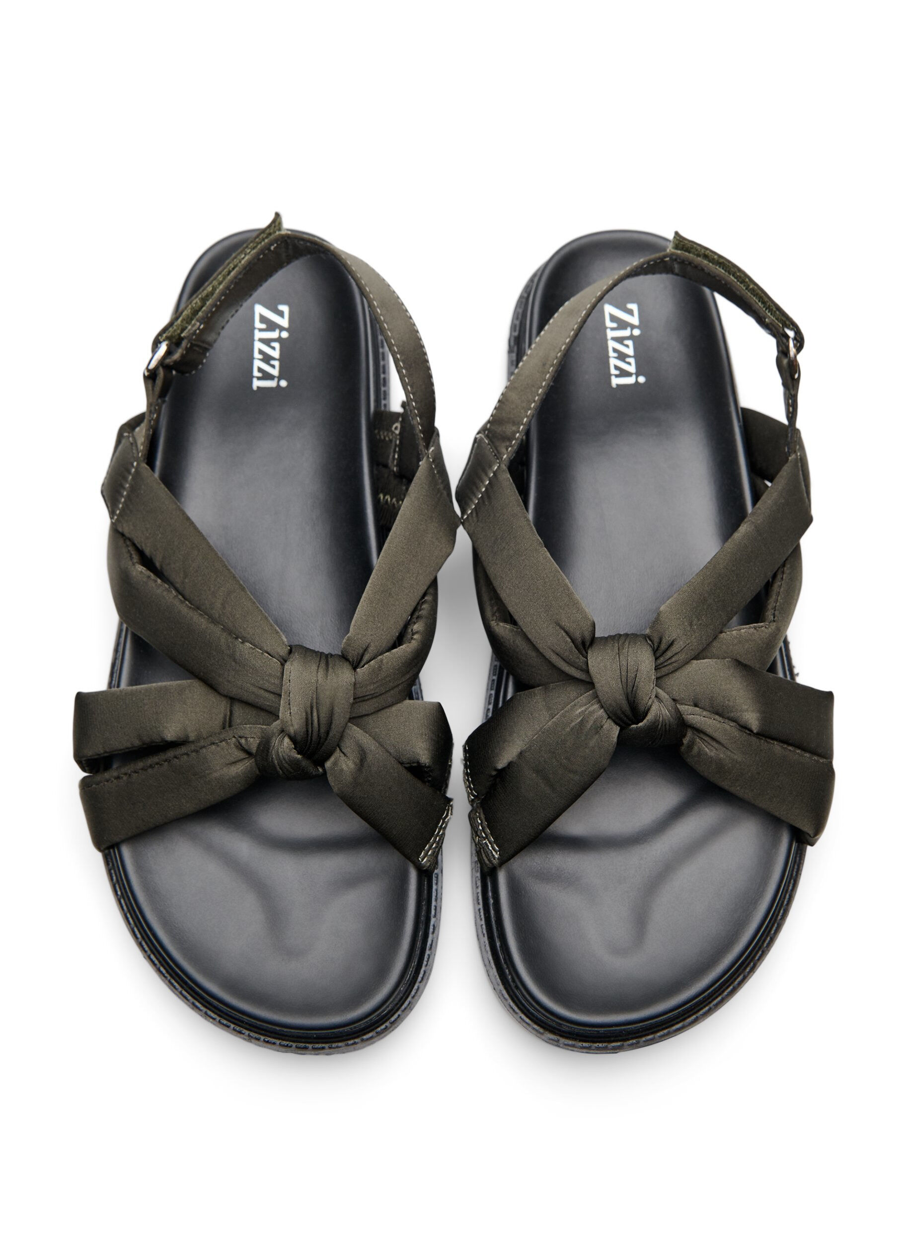Zizzi Wide fit - Sandalen met knoopdetail, Groen, Packshot image number 2